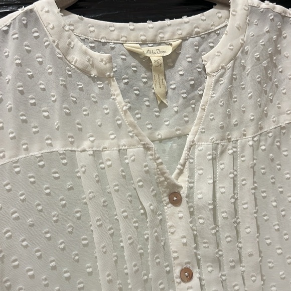 Matilda Jane White Sleeveless Sheer Swiss Dot Ruffled Shirt Top Blouse - Picture 4 of 6